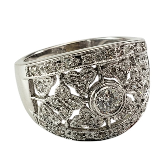 BJC 14 Karat White Gold and Diamond Band Ring Size 7.25 #20621 - Picture 4 of 8